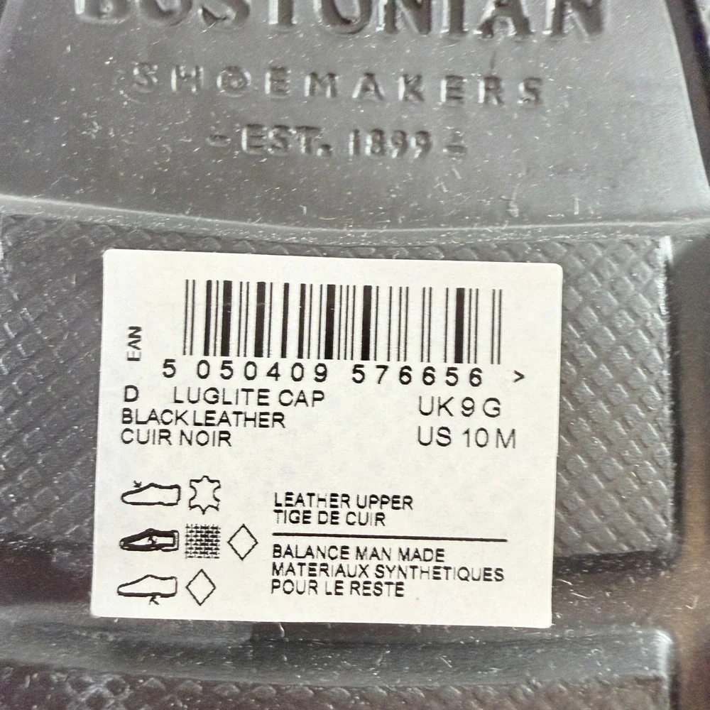 Bostonian‎ Luglite Cap Men's Size 10 M Black Leather Waterproof Dress Shoes New